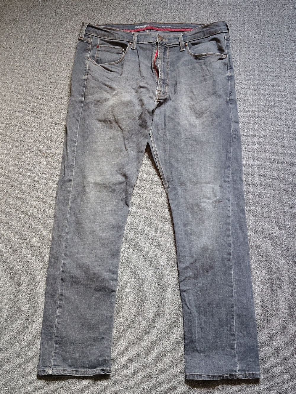 Wrangler Vintage Slim Stretch Petrol Blue Jeans With Red Trim